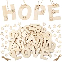 Pllieay 162 letras de madera de 7-9 cm y mini rebanadas de madera para tablero de cartas- decoración de pared- pintado y…